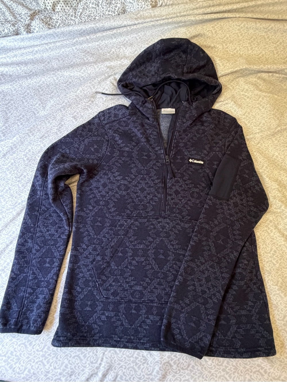 Columbia Women’s Navy Patterned Half-Zip Hoodie Sweater